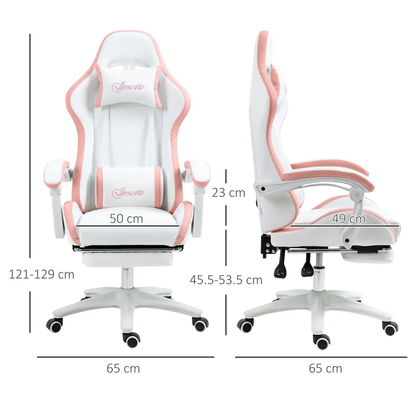 Vinsetto Racing Style Gaming Chair with Reclining Function Footrest, Pink by Vinsetto