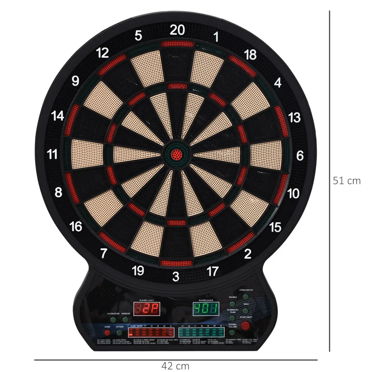 Electronic Dartboard LED Digital Score 27 Games with 12 Soft Darts Ready-to-Play by HOMCOM
