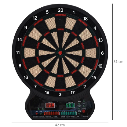 Electronic Dartboard LED Digital Score 27 Games with 12 Soft Darts Ready-to-Play by HOMCOM