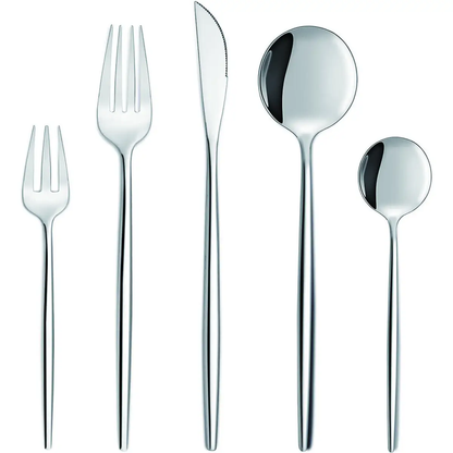 30pc CUTLERY DINNER SET STAINLESS STEEL METAL STAND RACK FORKS TEA SPOONS POLISH by N/A