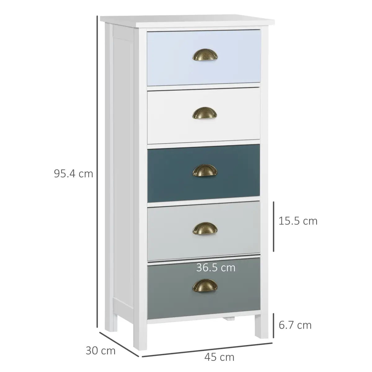 Chest of Drawers, 5-Drawer Dresser with Metal Handle by HOMCOM