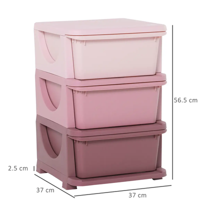 HOMCOM Kids Storage Units with Drawers 3 Tier Chest Vertical Dresser Tower by Unbranded