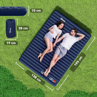 Inflatable Bed Double Mattress Camping Sleeping Outdoor Travel Blue Outsunny by Unbranded