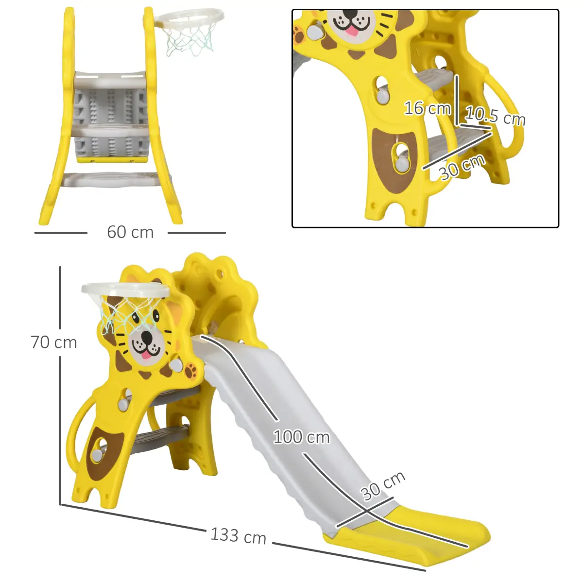 AIYAPLAY 2 in 1 Kids Slide for Indoor Use with Basketball Hoop for 18-36 Months by AIYAPLAY