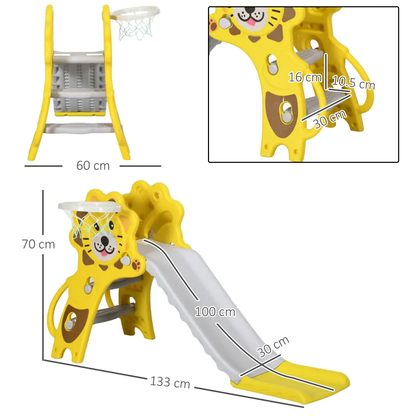 AIYAPLAY 2 in 1 Kids Slide for Indoor Use with Basketball Hoop for 18-36 Months by AIYAPLAY