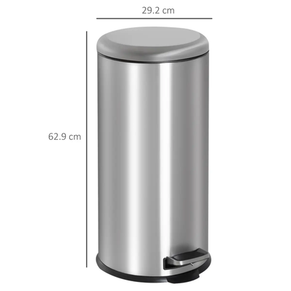 30L Pedal Bin, ?29.2 cm-Black/Silver by HOMCOM