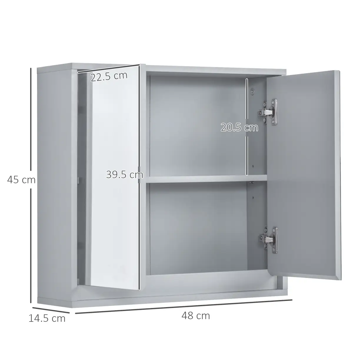 Wall Mounted Mirror Cabinet with Storage Shelf Bathroom Cupboard Grey by Homcom