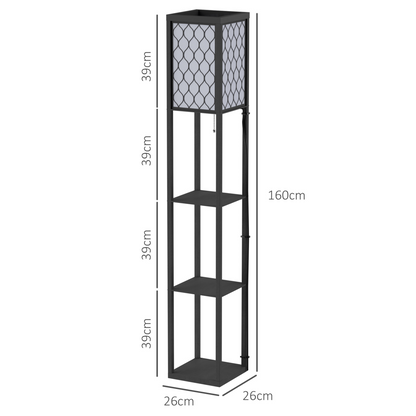 Shelf Floor Lamp W/4-tier Open Shelves Wooden, 26L x 26W x 160Hcm-Black/White by HOMCOM