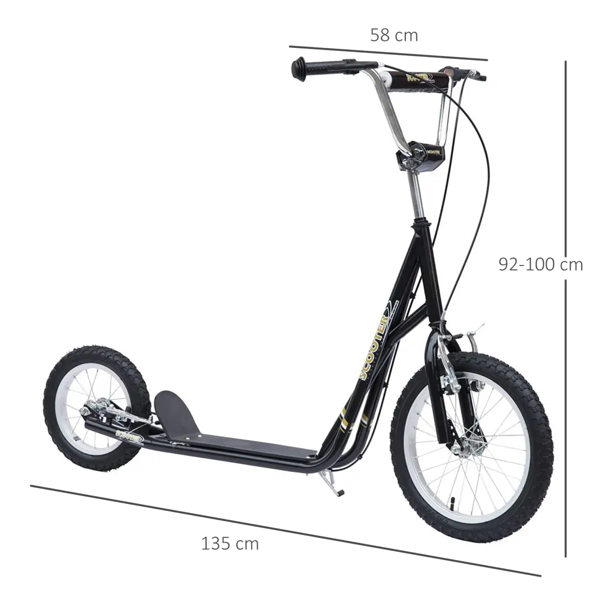 HOMCOM Teen Scooter Adjustable Height Dual Brakes Rubber Wheels Kickstand, by Unbranded