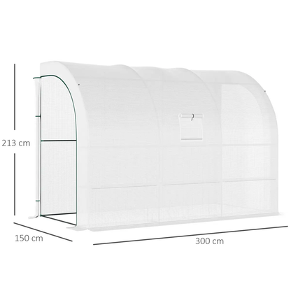300 x 150 x 213 Plant Greenhouse Garden Nursery w/ Cover Window, White by Outsunny