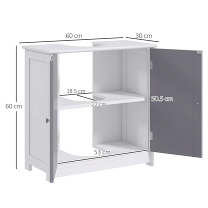 kleankin 60x60cm Under-Sink Storage Cabinet w/ Adjustable Shelf Grey White by Unbranded