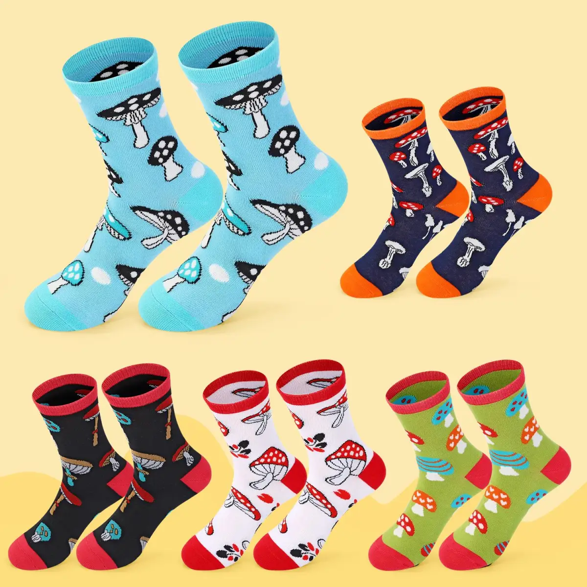 VINSANI MUSHROOMS SOCKS 5pk 1010416 by Vinsani