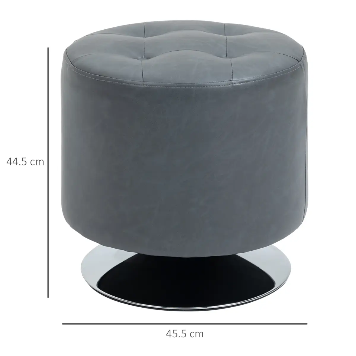 360 Swivel Foot Stool PU Ottoman w/ Thick Padding & Steel Base, Grey by HOMCOM