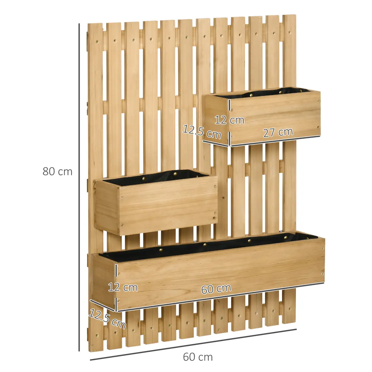 Outsunny Wooden Garden Planters with Trellis Wall-mounted Raised Garden Bed by Outsunny