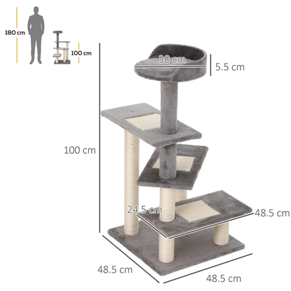 Cat Tree Activity Center Kitten Climbing Tower Scratching Post Plush Pawhut by Unbranded