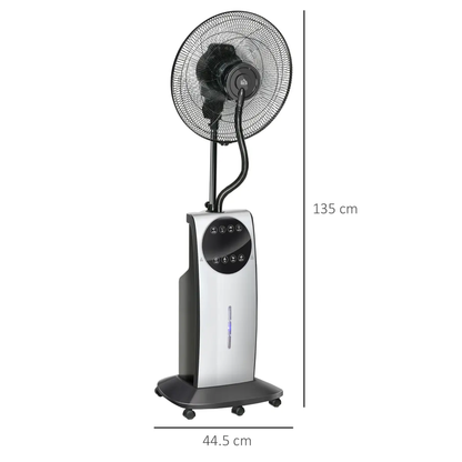 Pedestal Fan with Water Mist Spray Standing Fan w/ 3.1L Water Tank Black by HOMCOM