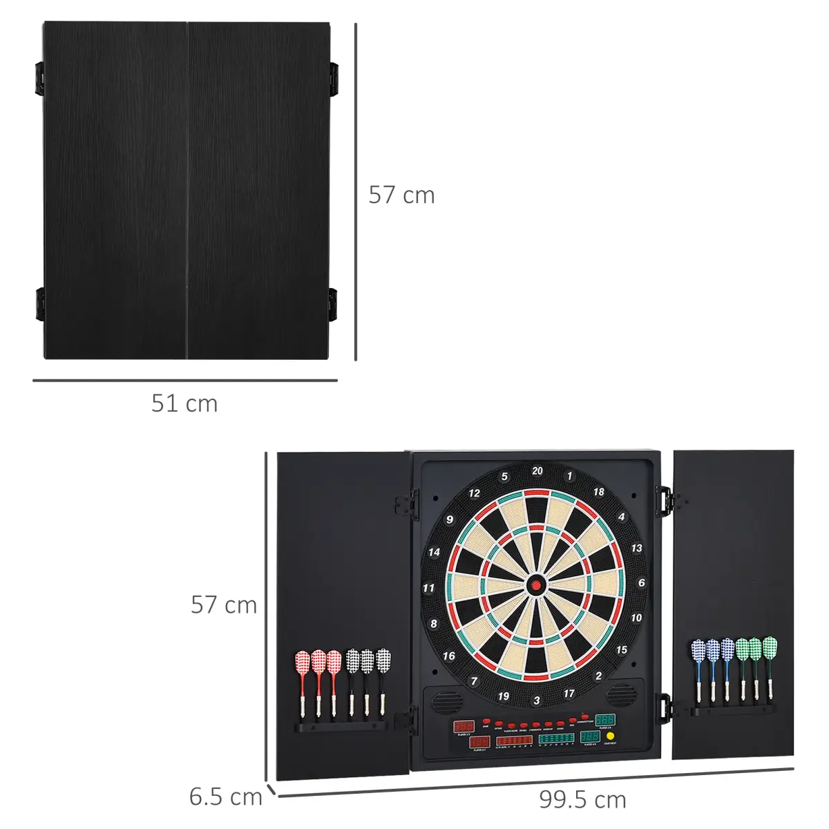 Electronic Dartboard with LED Digital Score Board 27Games Storage Cabinet by HOMCOM