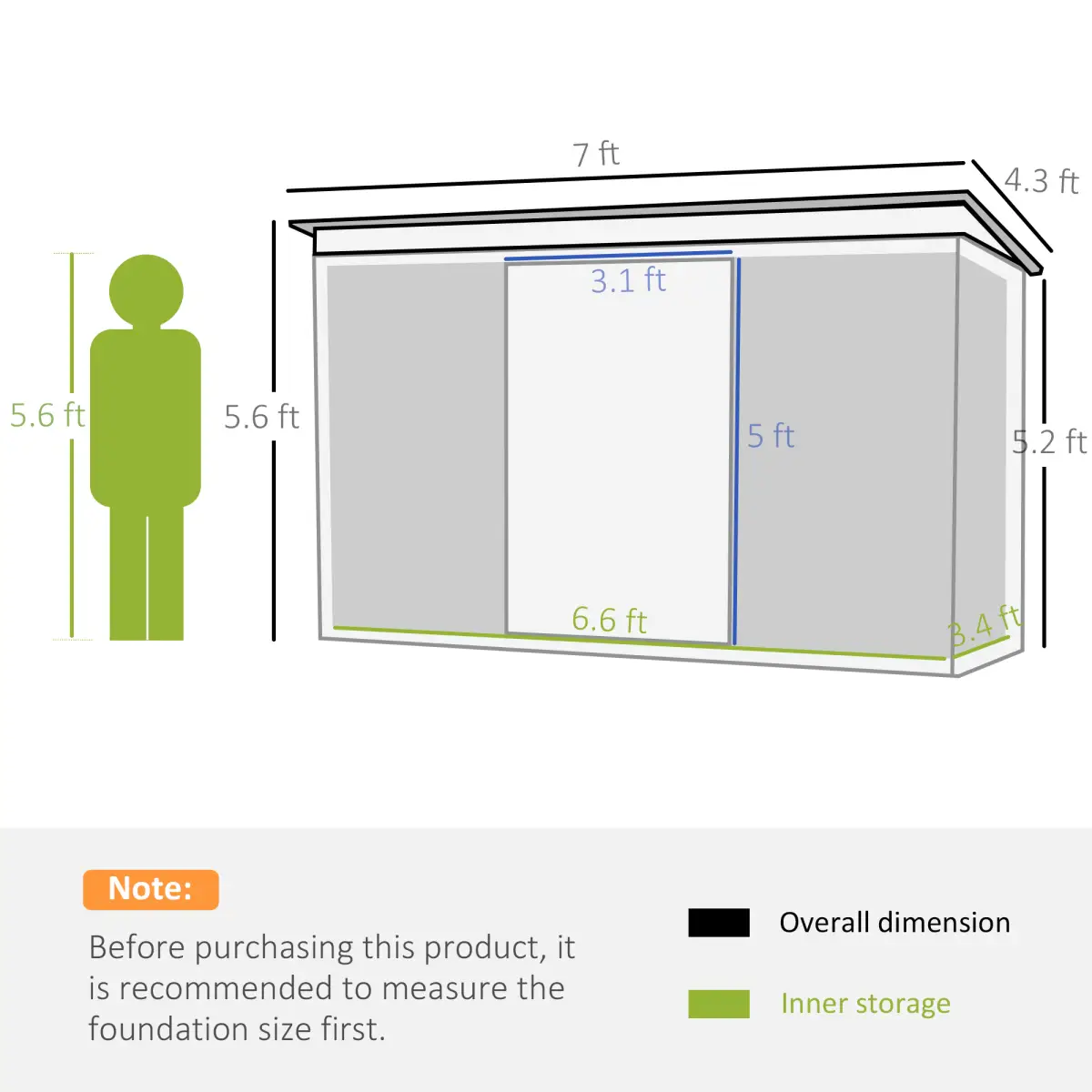 Garden Storage Shed Sloped Roof Outdoor Equipment Tool Storage 213x130x173cm by Outsunny