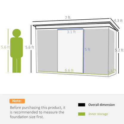 Garden Storage Shed Sloped Roof Outdoor Equipment Tool Storage 213x130x173cm by Outsunny
