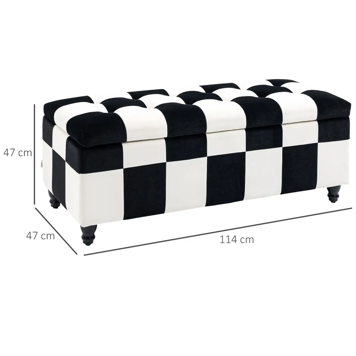 114 x 47 x 47cm Velvet Storage Ottoman, Button-tufted Footstool Box by HOMCOM