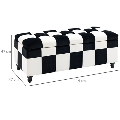 114 x 47 x 47cm Velvet Storage Ottoman, Button-tufted Footstool Box by HOMCOM