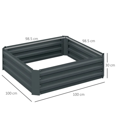 Outsunny Set of 2 Raised Garden Bed Galvanised Planter Box Easy Setup Dark Grey by Outsunny