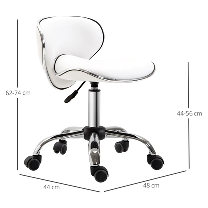 Office Chair Beauty Salon Rolling Technician Stool Chair Low Back White HOMCOM by Unbranded