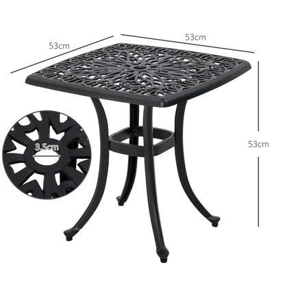 Outsunny Cast Aluminium Bistro Table with Umbrella Hole for Poolside, Black by Outsunny