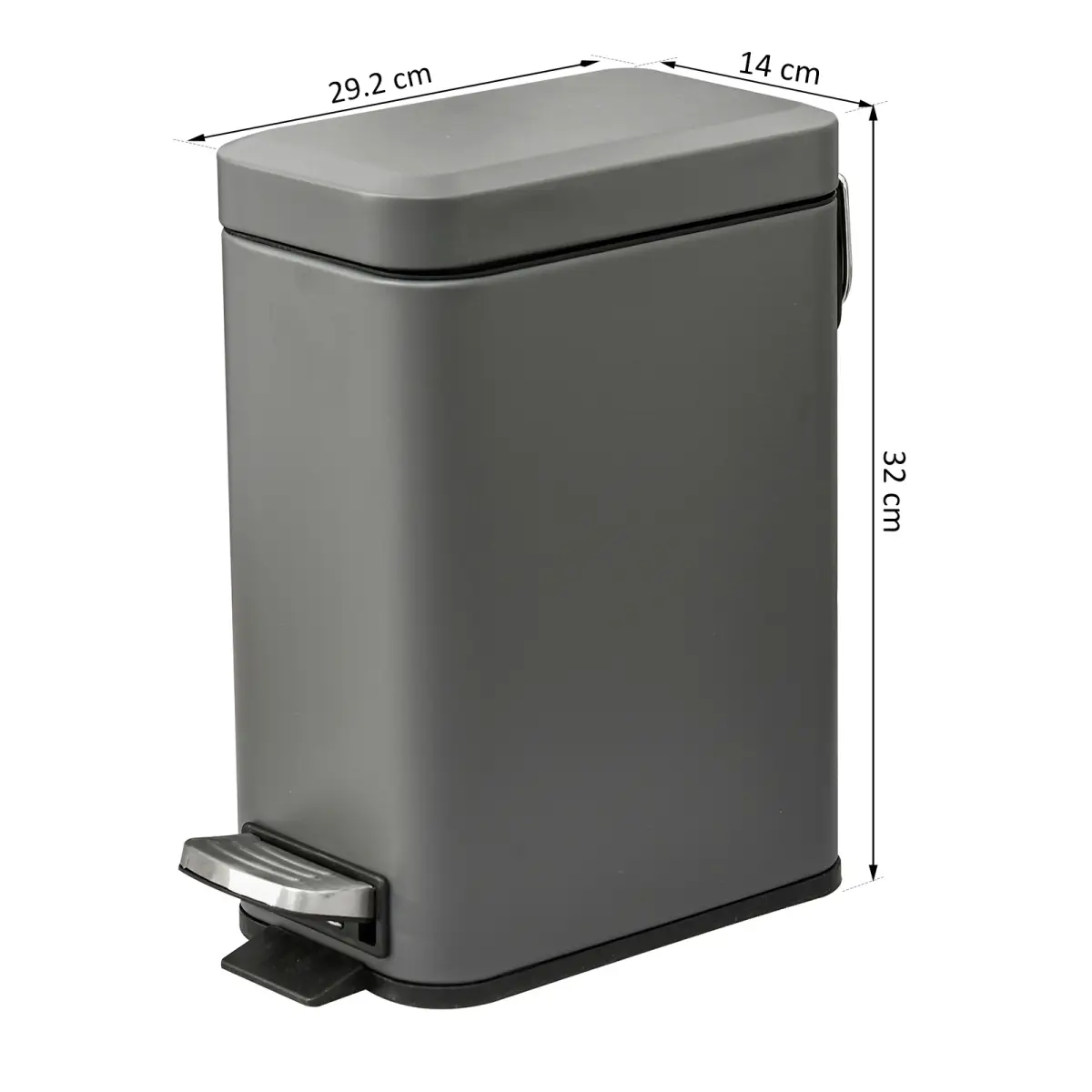 5L Steel Step Trash Can with Quiet-Closed Lid, Silent and Gentle Open, by HOMCOM