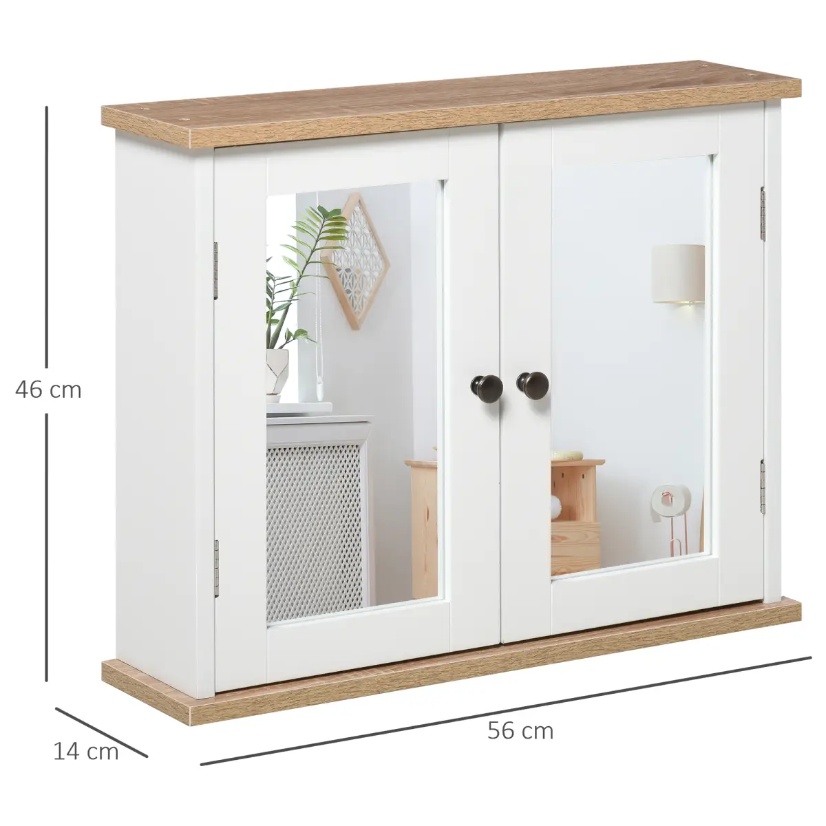 kleankin Bathroom Mirror Cabinet Wall Mounted Storage Cupboard W/ Double Door by Unbranded