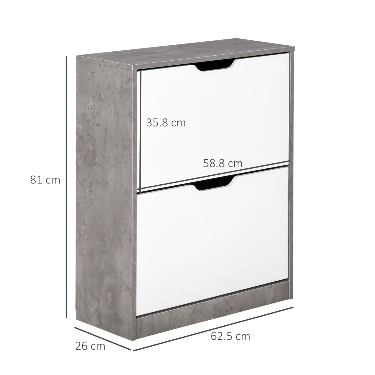 Two Drawer Shoe Cabinet Home Storage Organiser Groove Handles Hallway HOMCOM by Unbranded