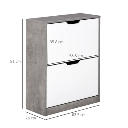 Two Drawer Shoe Cabinet Home Storage Organiser Groove Handles Hallway HOMCOM by Unbranded