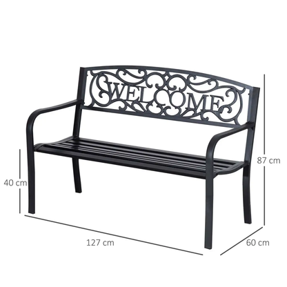 126Lx60Wx85H cm Steel Bench-Black by Outsunny