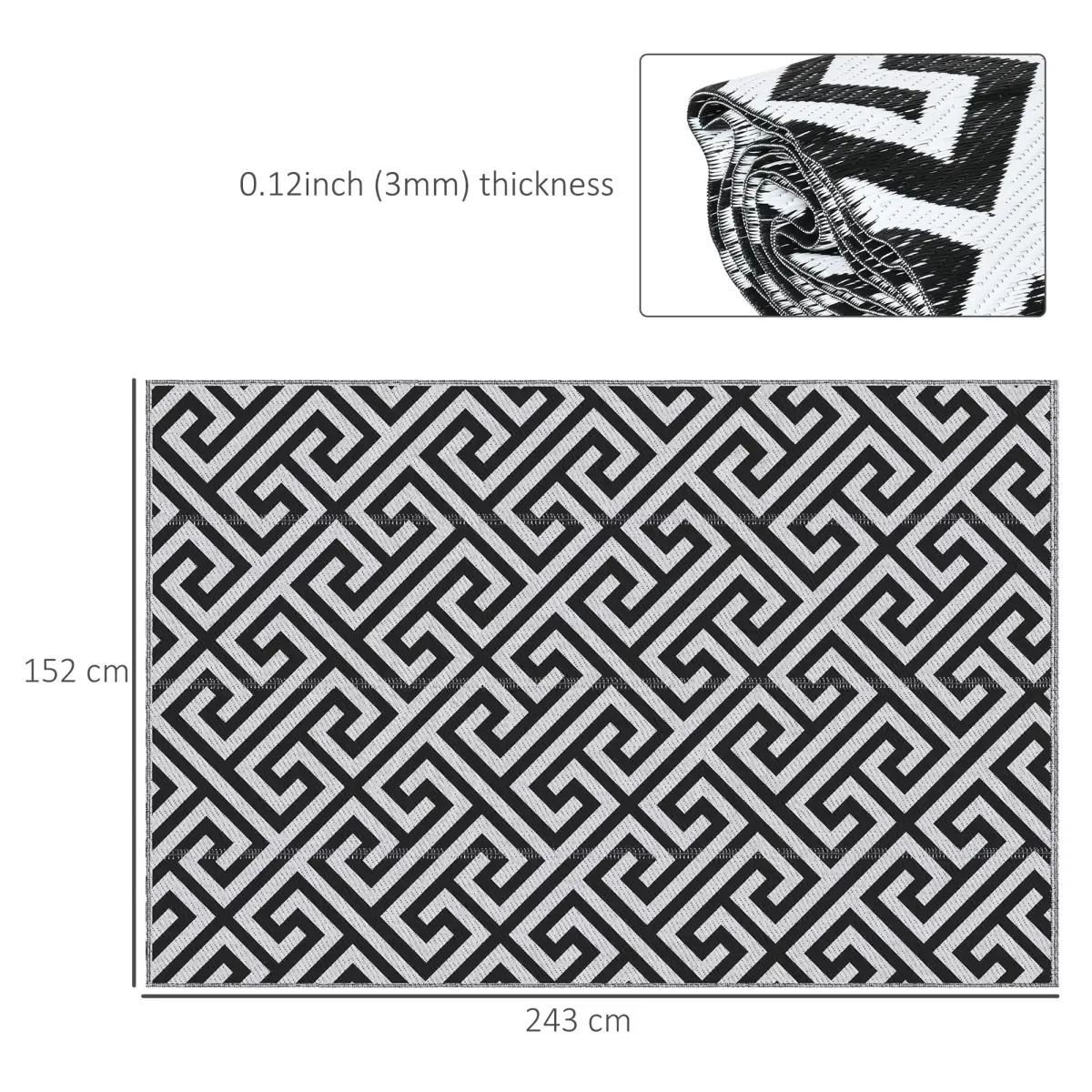 121x182cm Reversible Outdoor Rug Portable Plastic Straw RV Outsunny by Unbranded