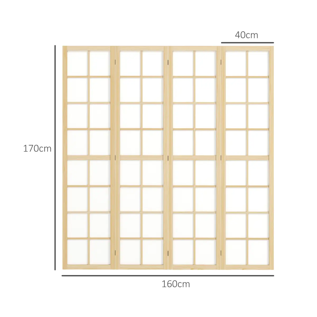 HOMCOM Indoor Room Partition, 4 Panel Folding Room Divider, 160 x 170cm by HOMCOM