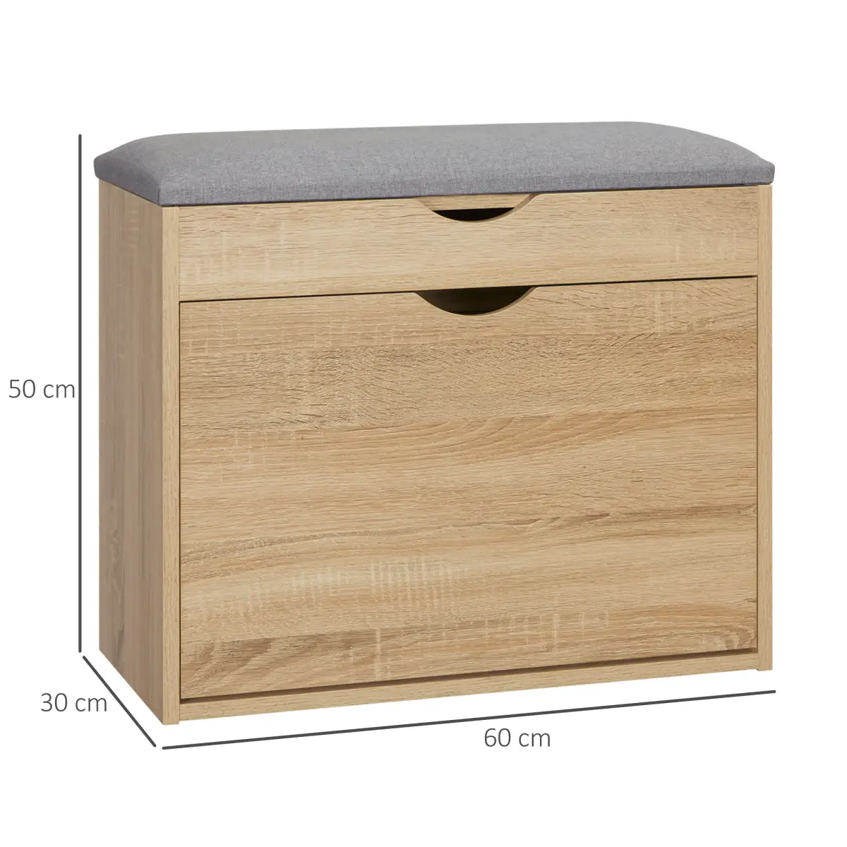 HOMCOM Entryway Shoe Bench with Cushion Storage Cabinet for Living Room Natural by HOMCOM