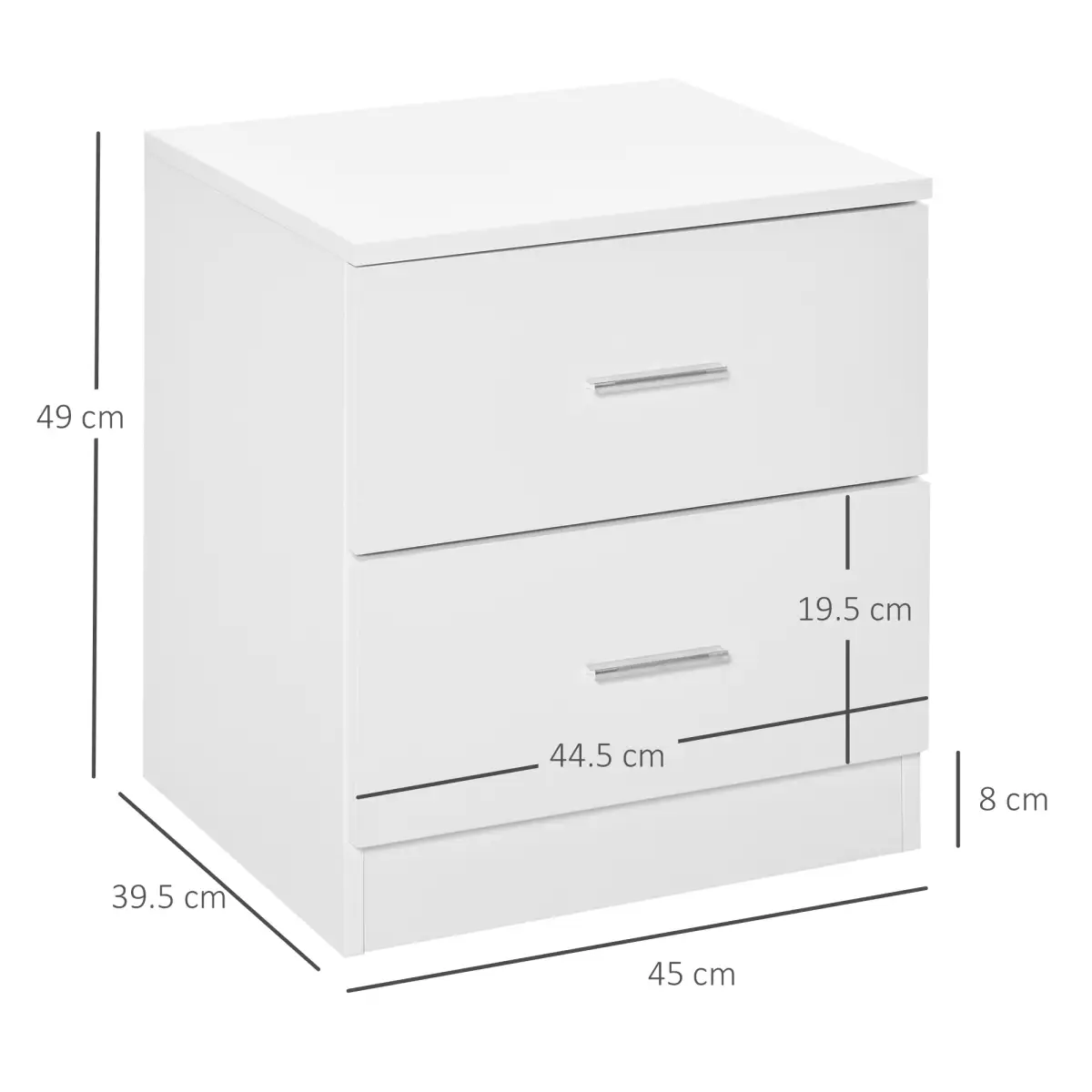 Bedside Table w/ 2 Drawers, Nightstand, Side Storage Cabinet Unit by HOMCOM