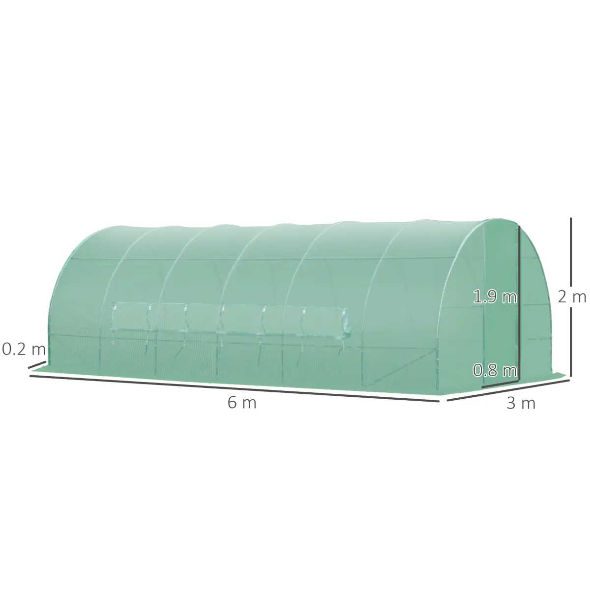 6 x 3M Reinforced Walk-in Polytunnel Garden Greenhouse Steel Frame by Outsunny