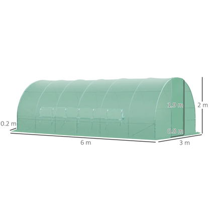6 x 3M Reinforced Walk-in Polytunnel Garden Greenhouse Steel Frame by Outsunny