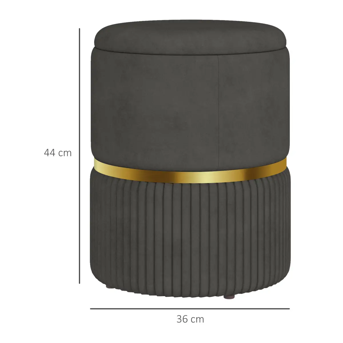 HOMCOM Round Pouffe, Storage Footstool with Cushioned Top, Hidden Space by HOMCOM