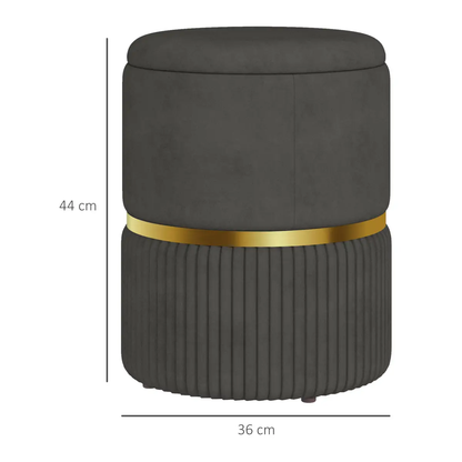 HOMCOM Round Pouffe, Storage Footstool with Cushioned Top, Hidden Space by HOMCOM