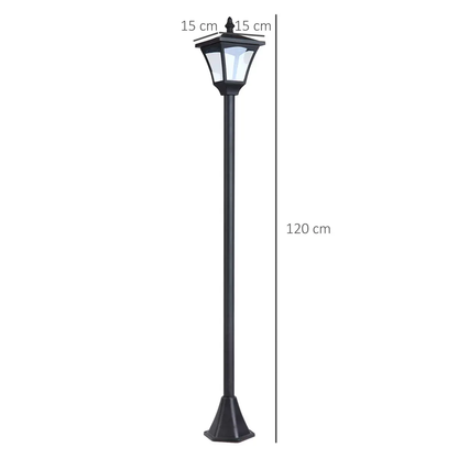 Outdoor Garden Solar Post Lamp Dimmable LED Lantern Bollard 1.2M Tall Black by Outsunny