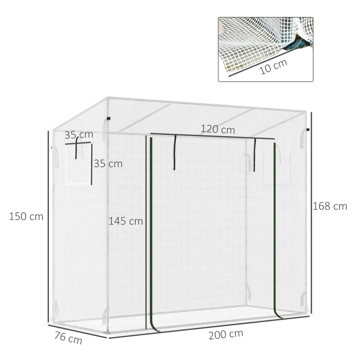 Outsunny 200x76x168cm Walk-in Garden Greenhouse Plant Warm House w/ Roll Up Door by Outsunny