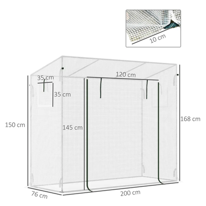 Outsunny 200x76x168cm Walk-in Garden Greenhouse Plant Warm House w/ Roll Up Door by Outsunny