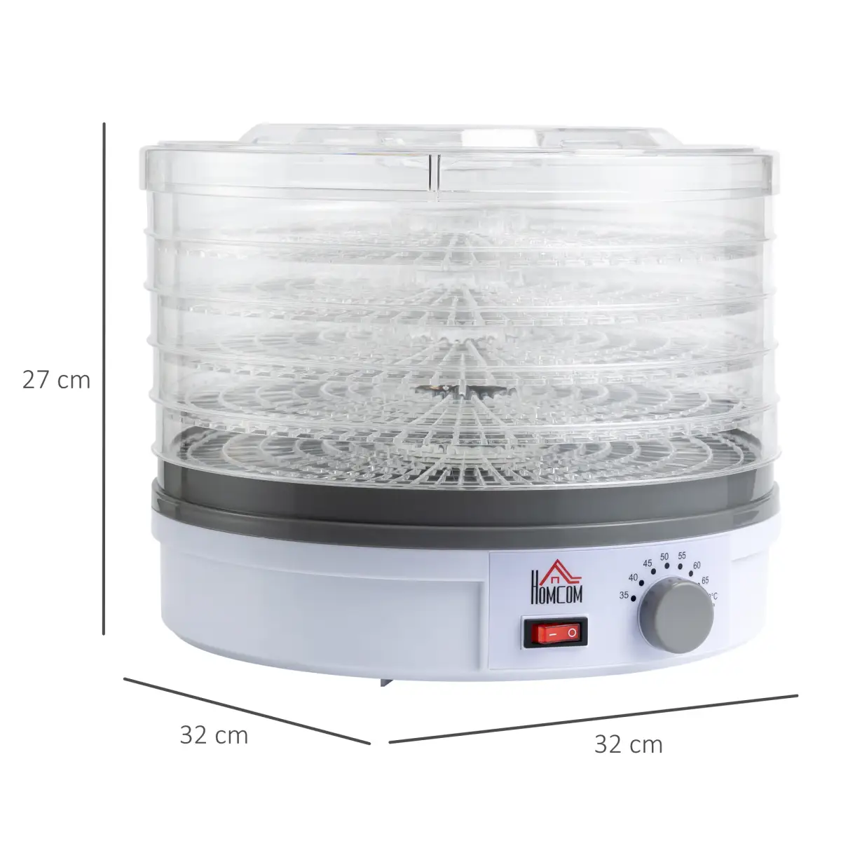 5 Tier Food Dehydrator 245W Stainless Steel Food Dryer Machine Timer LCD White by HOMCOM