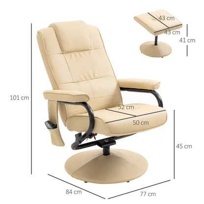 Freestanding Living Room Chair with High Density Cushion and Footrest Cream by Unbranded