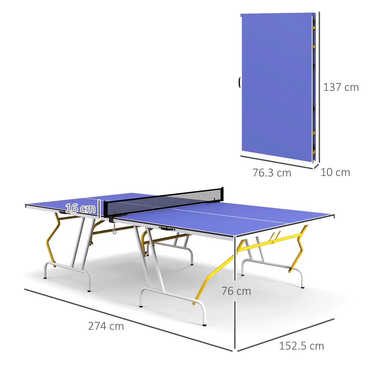 SPORTNOW 9FT Foldable Table Tennis Table with Cover, Net, Paddles, Balls - Blue by SPORTNOW