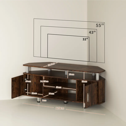 HOMCOM TV Unit Cabinet with Storage Shelves Entertainment Center Rustic Brown by HOMCOM