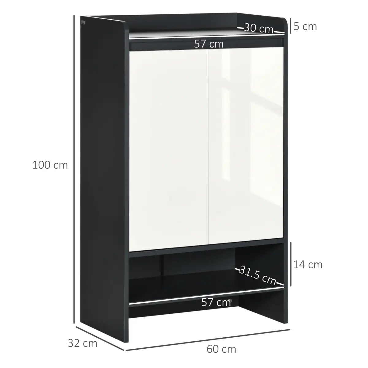 Modern Shoe Cupboard for Hallway with Open Compartment and Adjustable Shelves by Unbranded