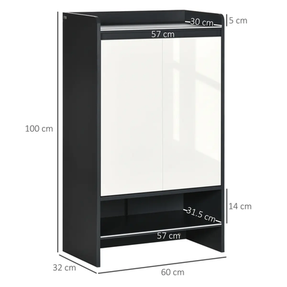 Modern Shoe Cupboard for Hallway with Open Compartment and Adjustable Shelves by Unbranded